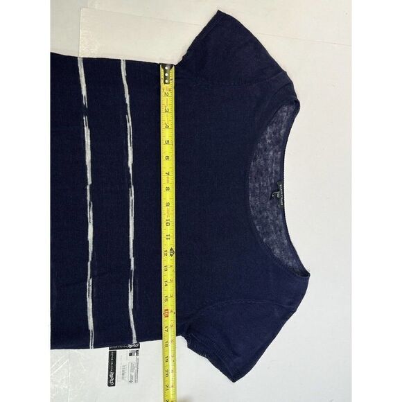 Eileen Fisher Sweater Organic Linen Size Medium Blue White Semi Sheer Knit - Picture 9 of 11